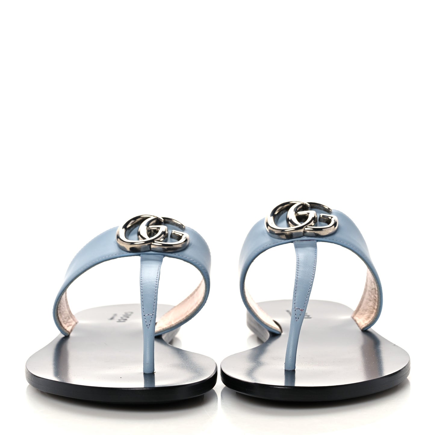 Calfskin GG Marmont Thong Sandals 35.5 Porcelain Light Blue