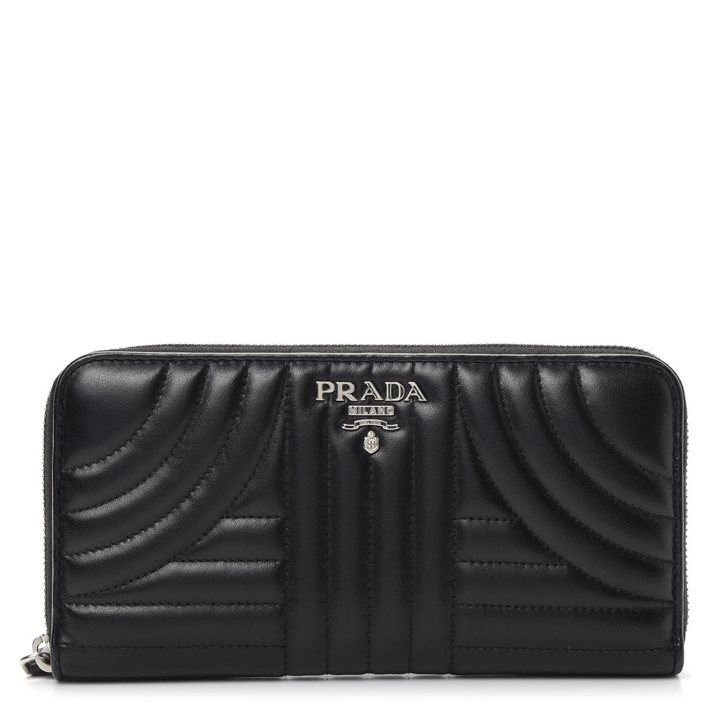 Soft Calfskin Diagramme Zip Around Wallet Black