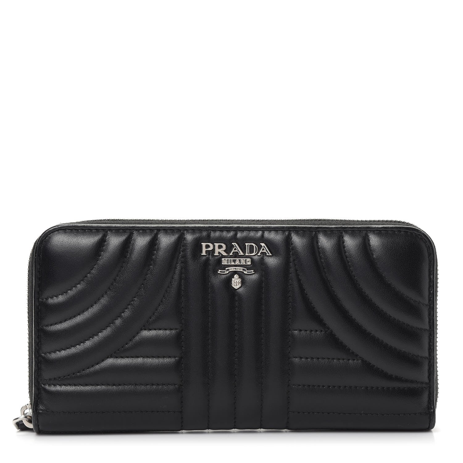 Prada Soft Calfskin Diagramme Zip Around Wallet Black 1 of 7