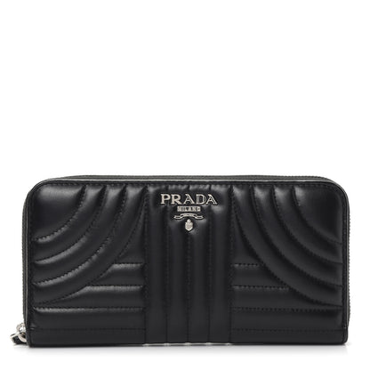 Prada Soft Calfskin Diagramme Zip Around Wallet Black 1 of 7