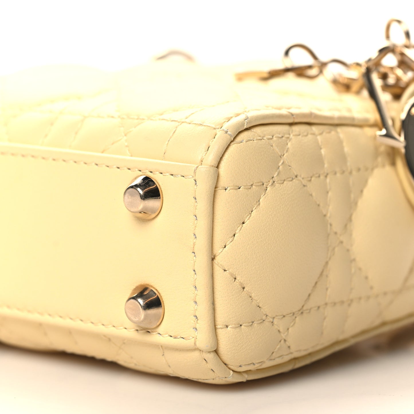 Lambskin Cannage Micro Lady Dior Soft Yellow