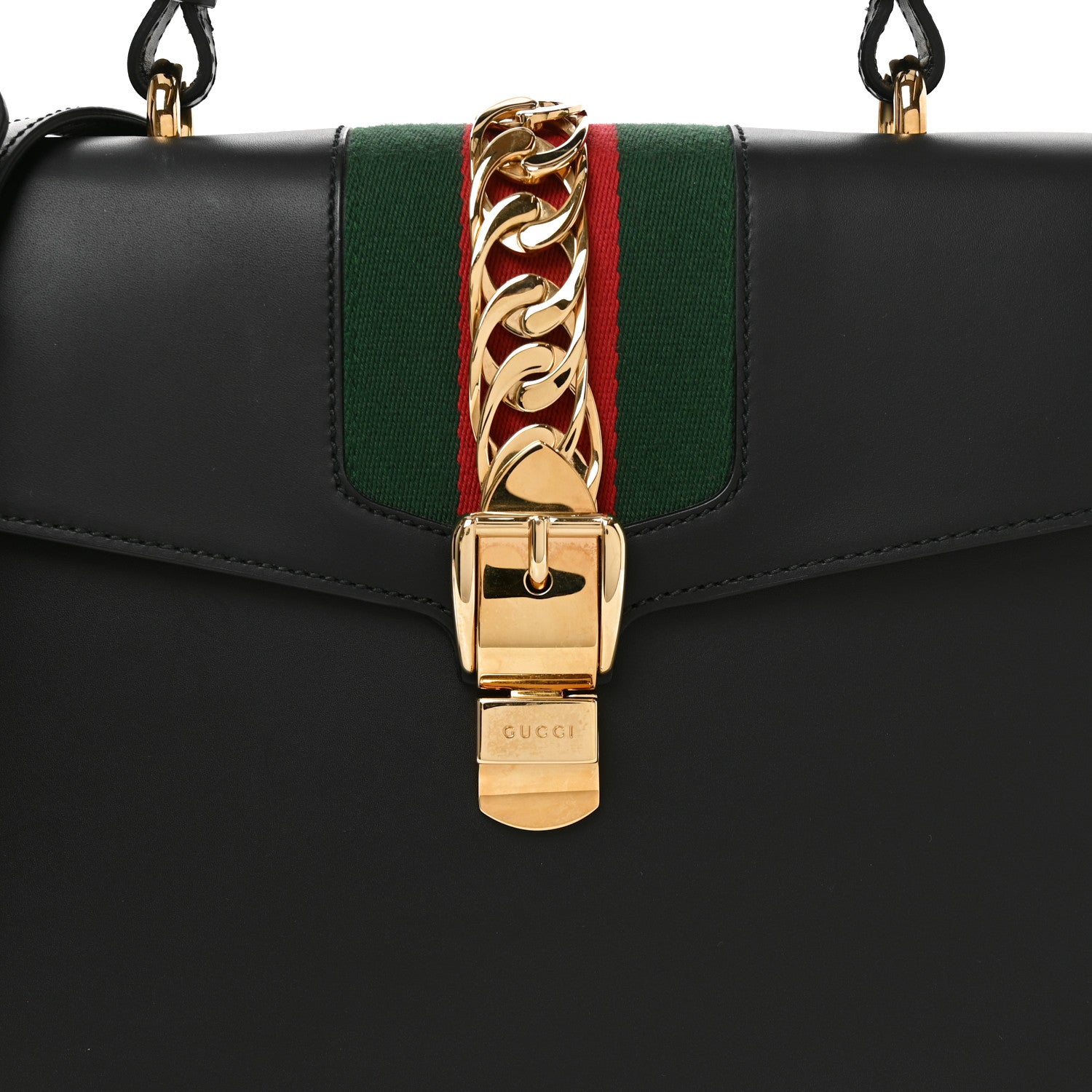 Gucci Calfskin Medium Sylvie Top Handle Bag Black 8 of 10