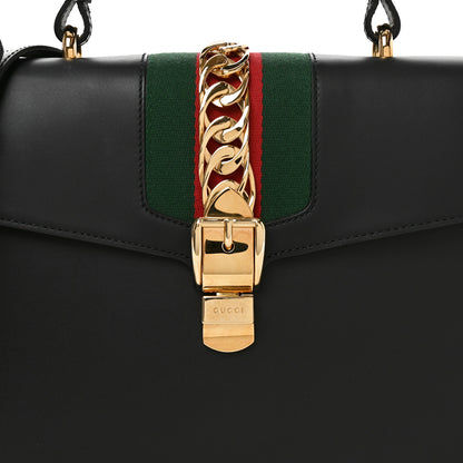 Gucci Calfskin Medium Sylvie Top Handle Bag Black 8 of 10