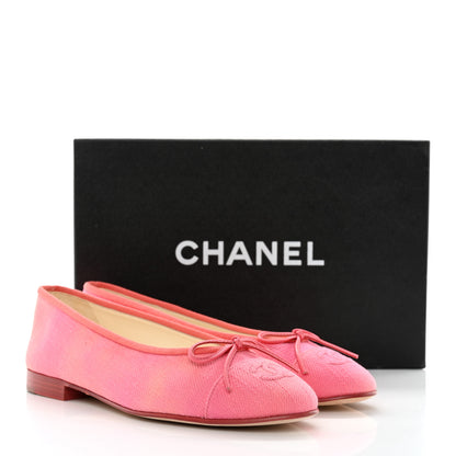 Chanel Fabric Cap Toe CC Ballerina Flats 37 Coral Pink Orange 10 of 10