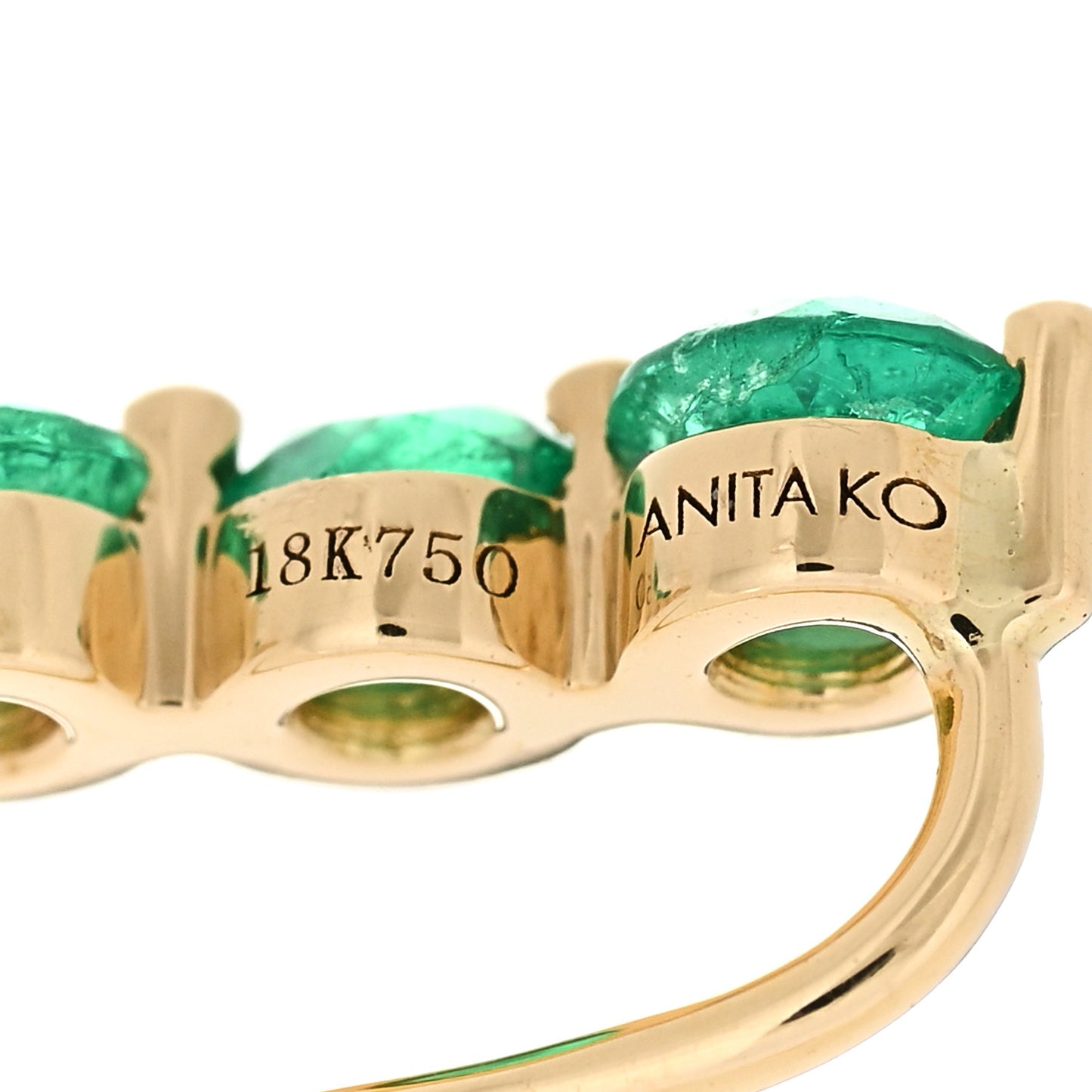 18K Yellow Gold Diamond Emerald Floating Earring
