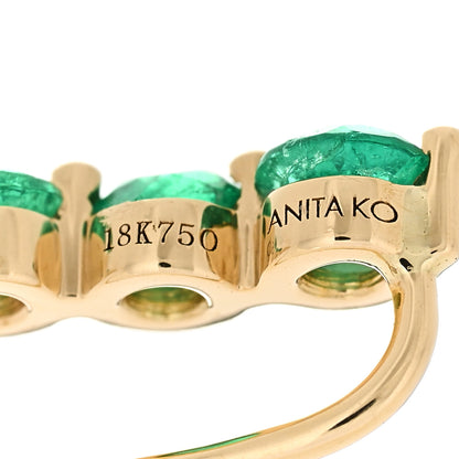 Anita Ko 18K Yellow Gold Diamond Emerald Floating Earring 4 of 5