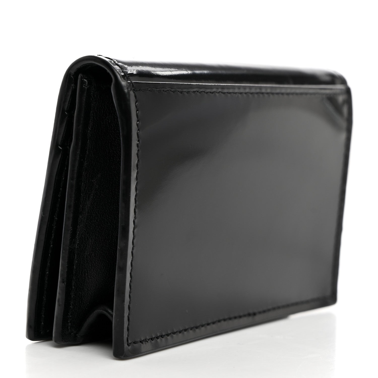 Saint Laurent Shiny Lambskin Logo Carre Zipped Card Case Black 3 of 7