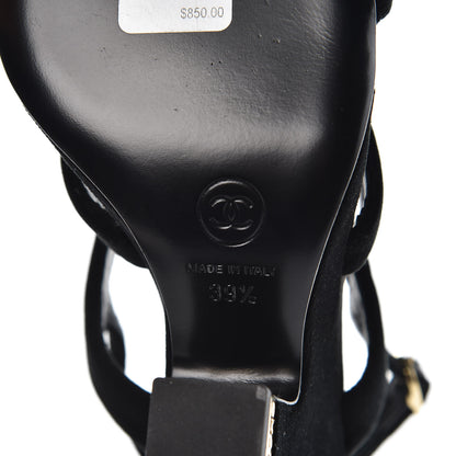 Chanel Velvet CC Sandals 39.5 Black 8 of 9