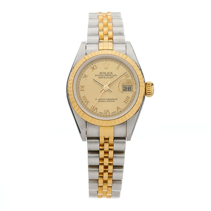 Rolex Stainless Steel 18K Yellow Gold 26mm Oyster Perpetual Datejust Watch Champagne Roman 79173 1 of 4