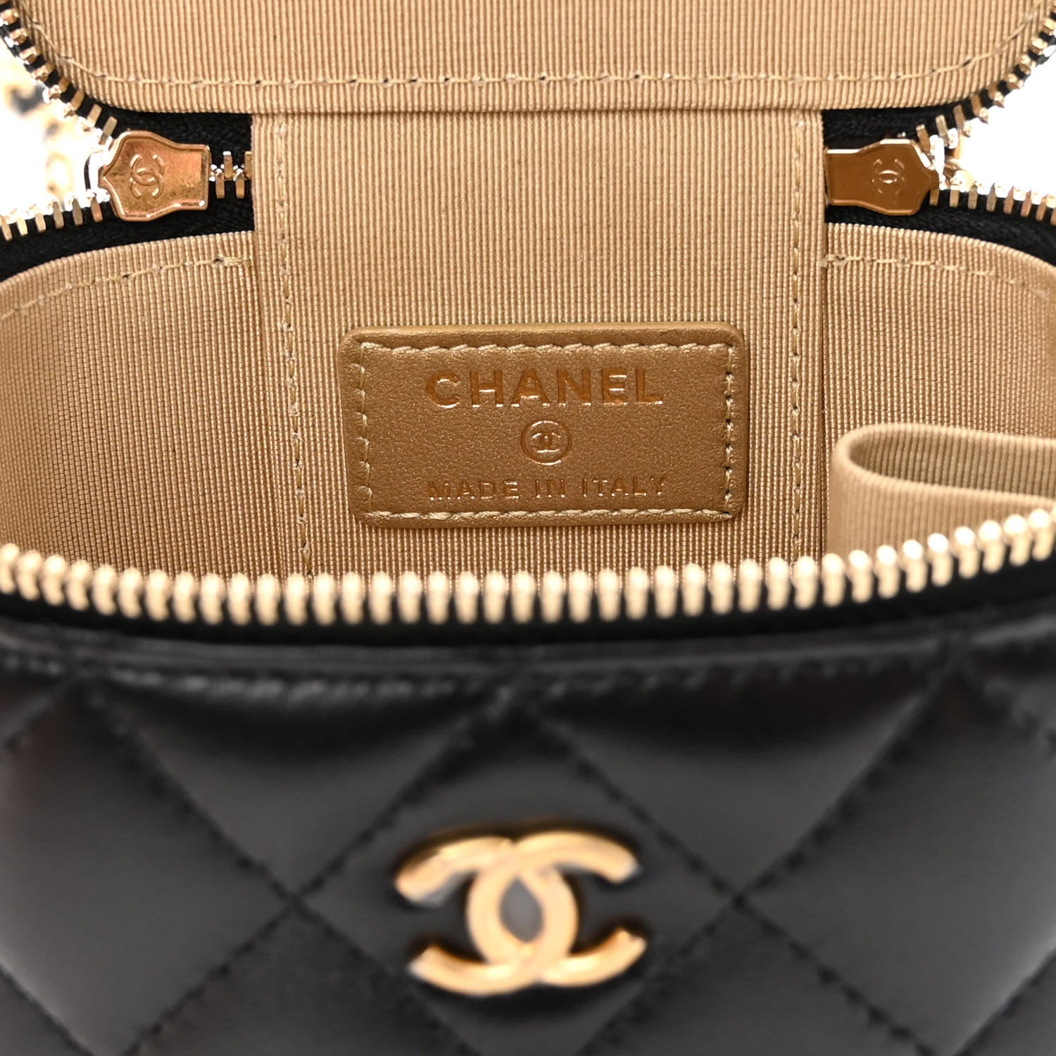 Chanel Lambskin Quilted Mini Pearl Crush Vanity Case With Chain Black 6 of 11
