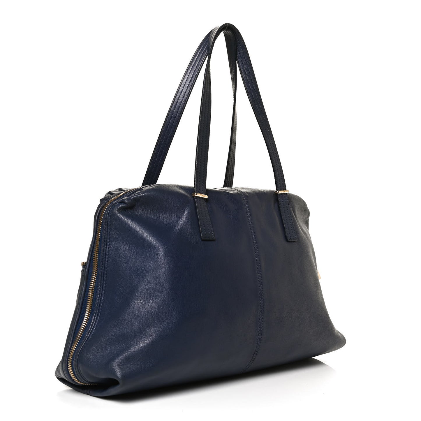 Sheepskin Zipper Satchel Navy