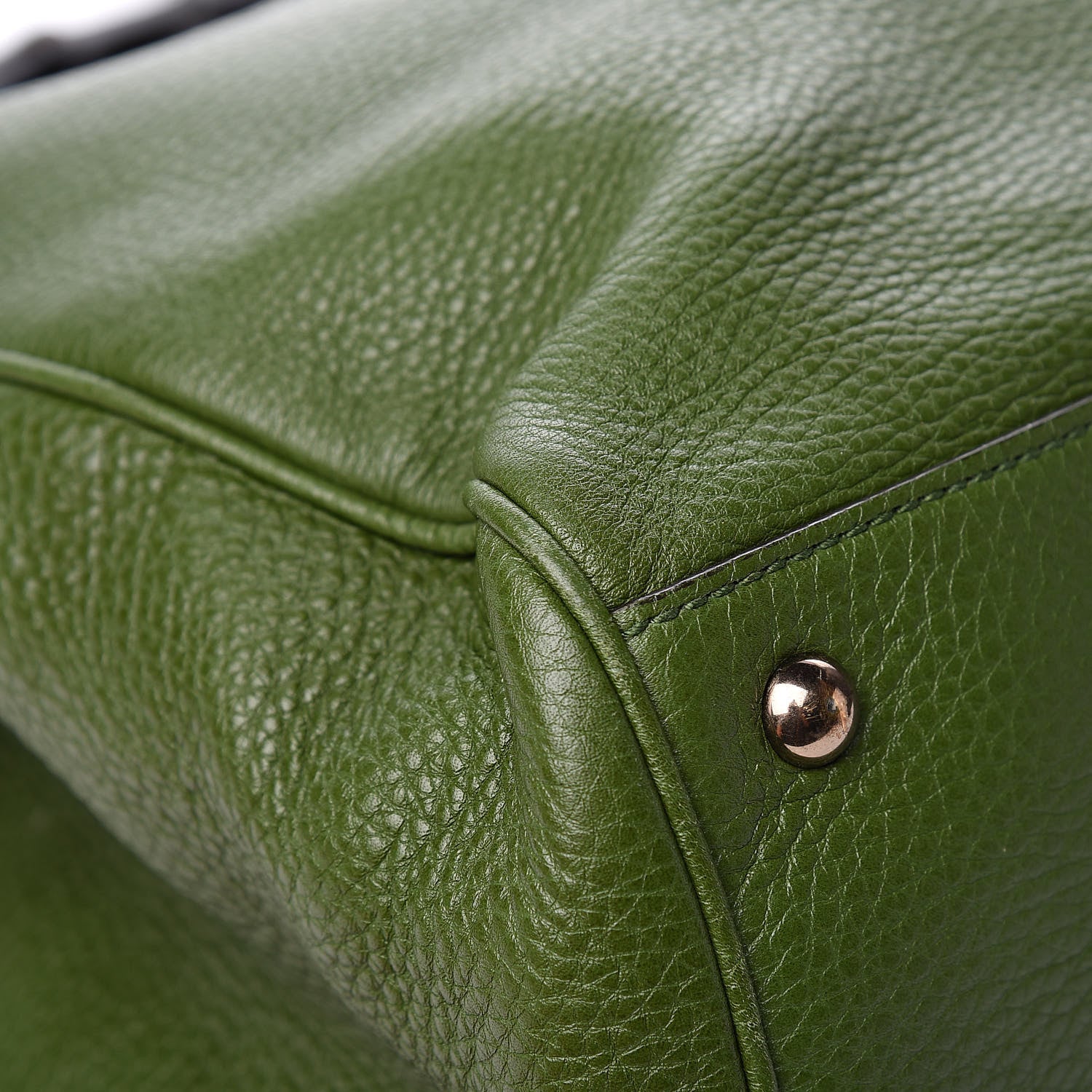 Gucci Pebbled Calfskin Large Bamboo Shopper Tote Green 11 of 15