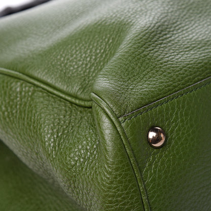 Gucci Pebbled Calfskin Large Bamboo Shopper Tote Green 11 of 15