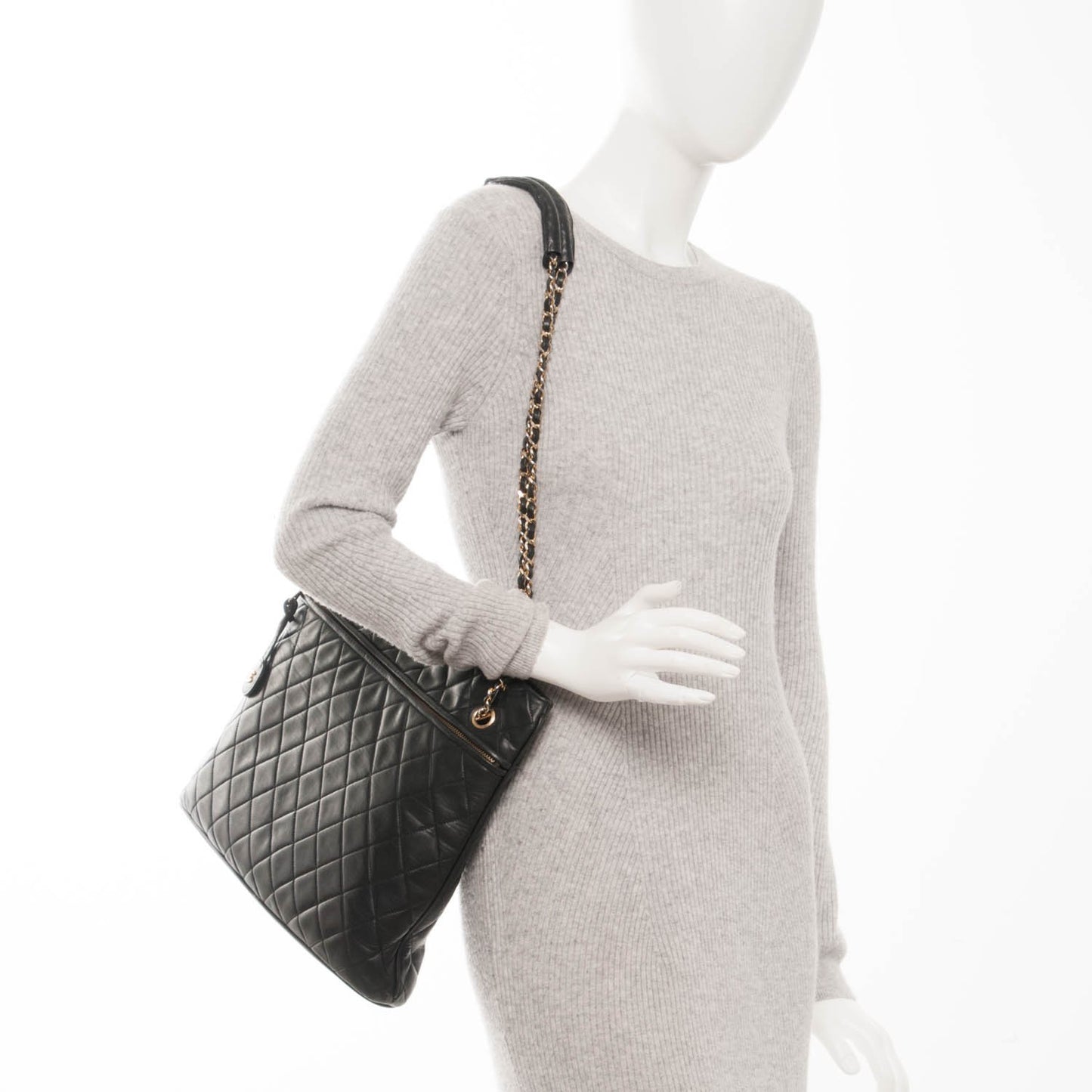 Lambskin Quilted Tote Black