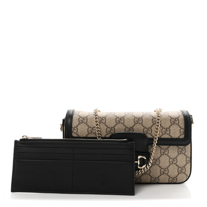Gucci GG Supreme Monogram Azalea Calfskin Horsebit 1955 Mini Bag Beige Black 2 of 10