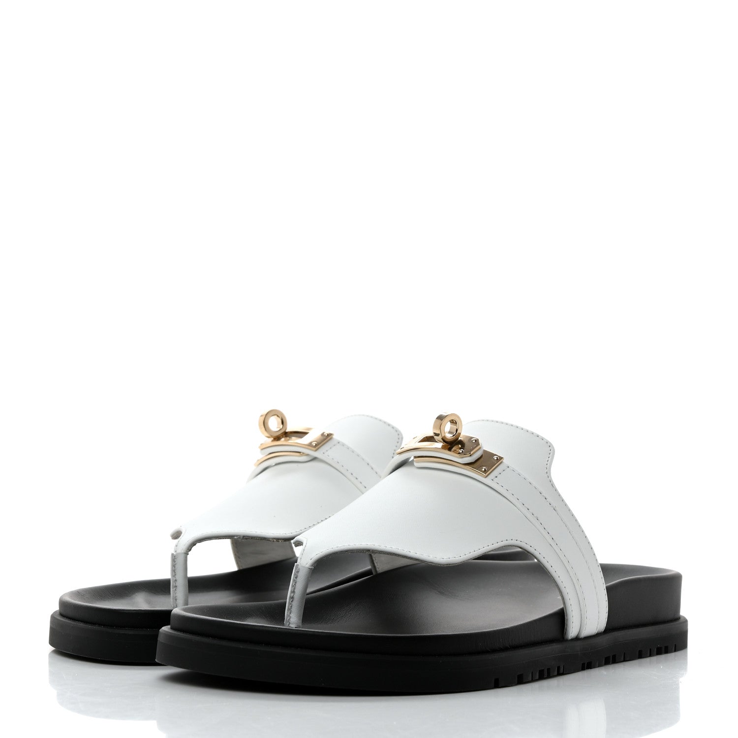 Hermes Calfskin Womens Empire Sandals 36.5 White 3 of 9