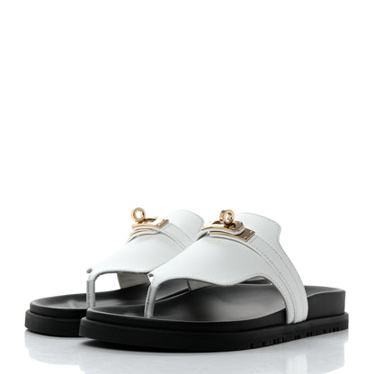 Hermes Calfskin Womens Empire Sandals 36.5 White 3 of 9
