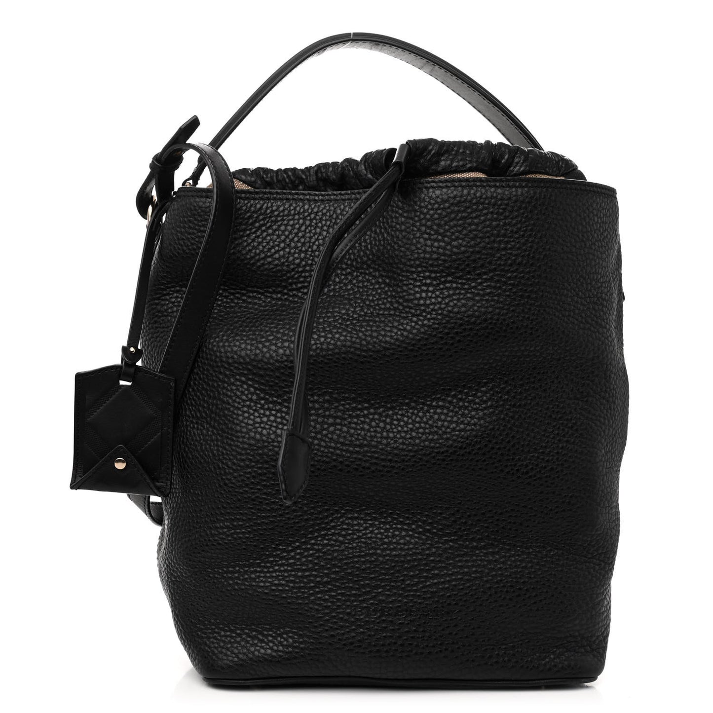 Grainy Calfskin Medium Check Ashby Hobo Black
