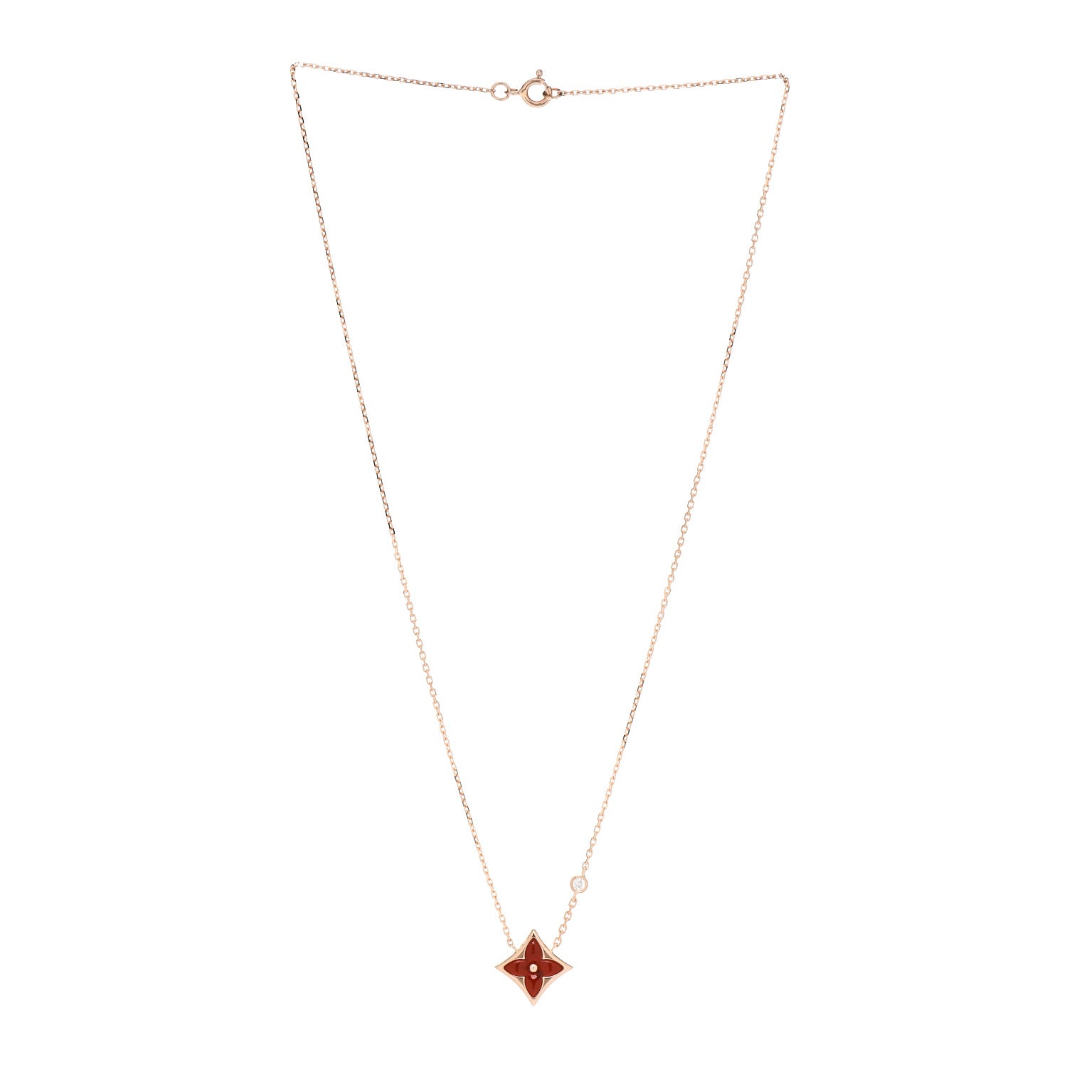 Louis Vuitton 18K Pink Gold Diamond Carnelian Color Blossom BB Star Pendant Necklace 3 of 5