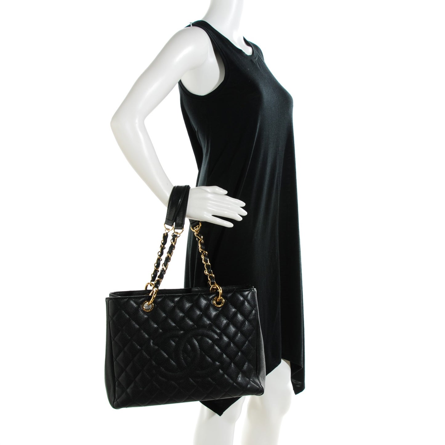 Caviar Quilted Grand Shopping Tote GST Black