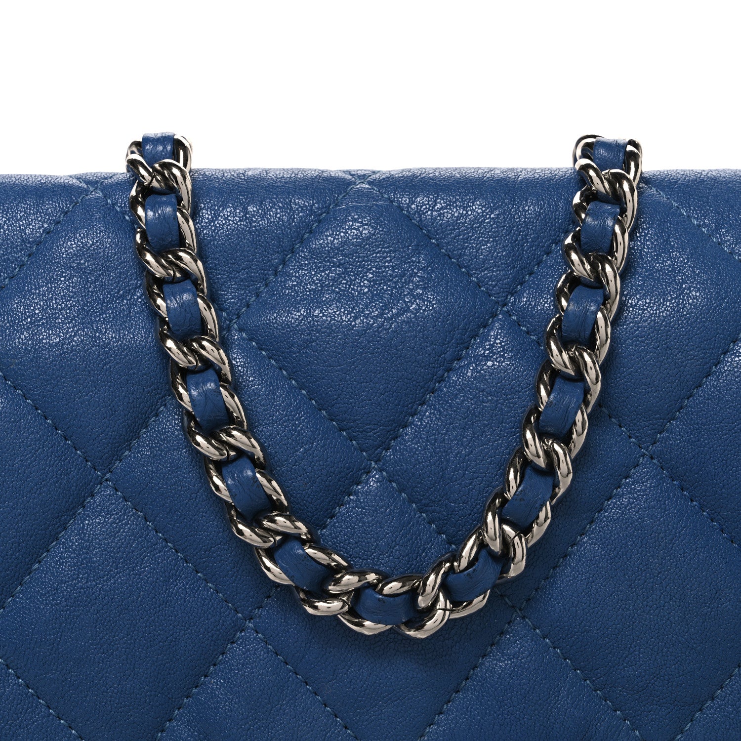 Chanel Washed Lambskin Quilted Medium Chain Around Messenger Blue 8 of 11