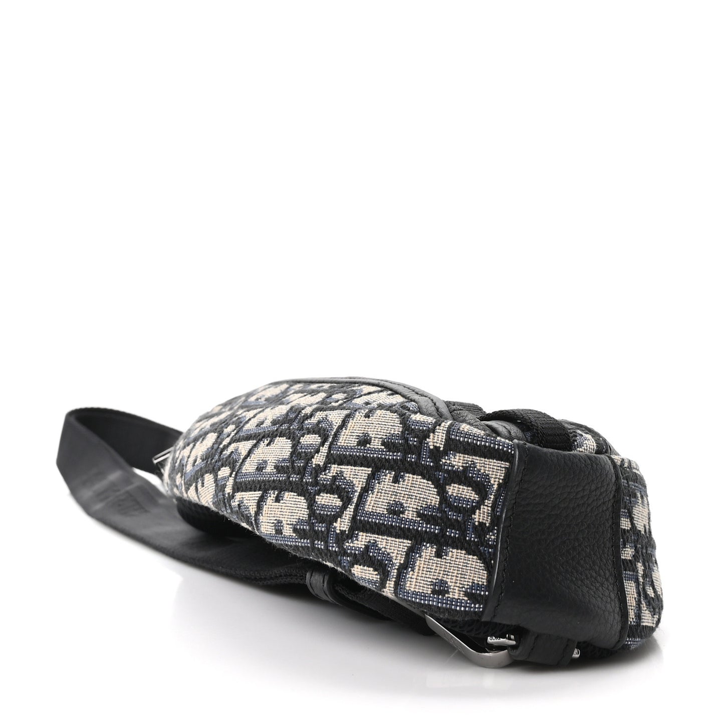 Grained Calfskin Oblique Scarab Sling Bag Blue Black