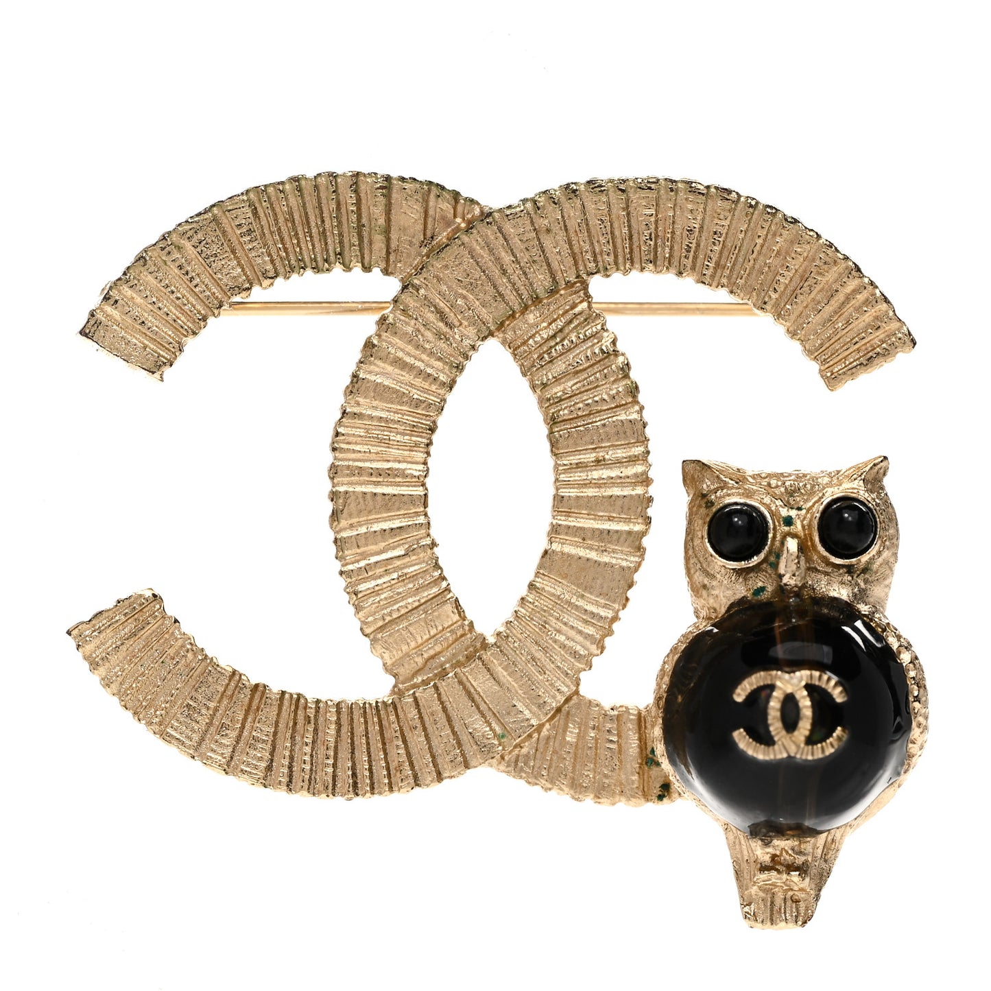 CC Owl Brooch Gold Black