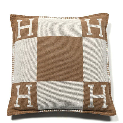 Hermes Wool Cashmere Avalon Pillow PM Ecru Camel 1 of 3