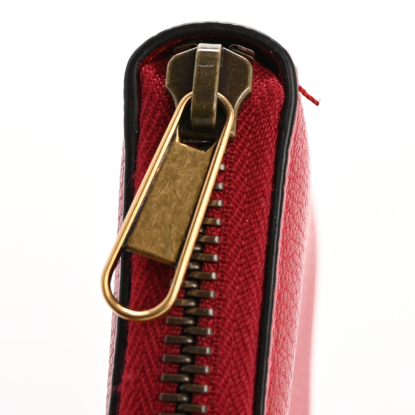 Calfskin Logo Zip Around Card Case Hibiscus Red