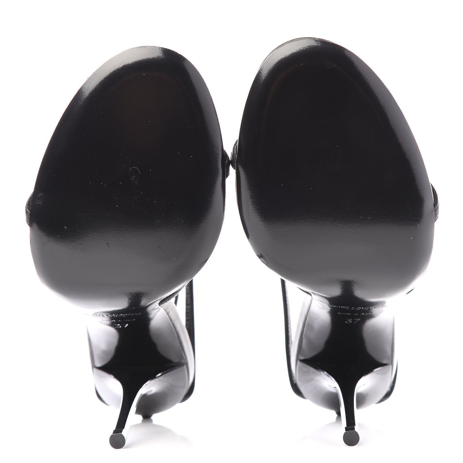 Saint Laurent Calfskin Cassandra Palm Logo 110 Ankle Strap Sandals 37 Black 5 of 9