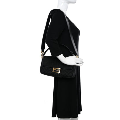 Fendi Canvas Vitello King Extra Strap FF Embroidered Baguette Black 2 of 11