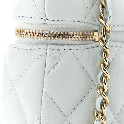 Chanel Caviar Quilted Top Handle Slim Vanity With Chain Light Blue 10 of 11