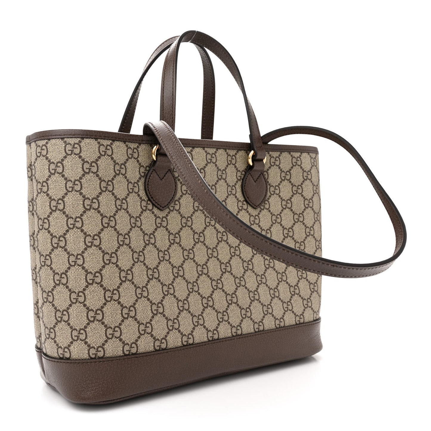 GG Supreme Monogram Textured Calfskin Small Ophidia Shoulder Tote Bag Beige Ebony New Acero