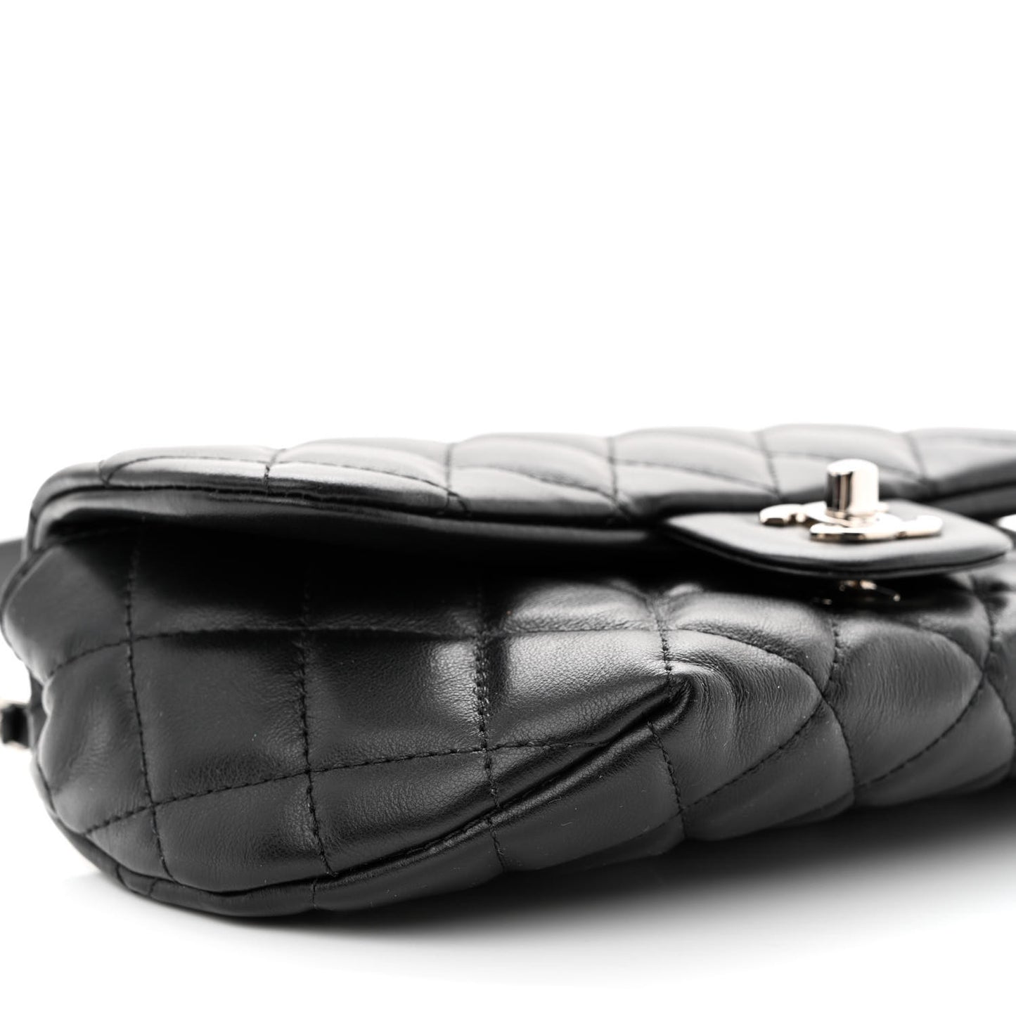 Calfskin Quilted CC Uniform Flap Belt Bag Black