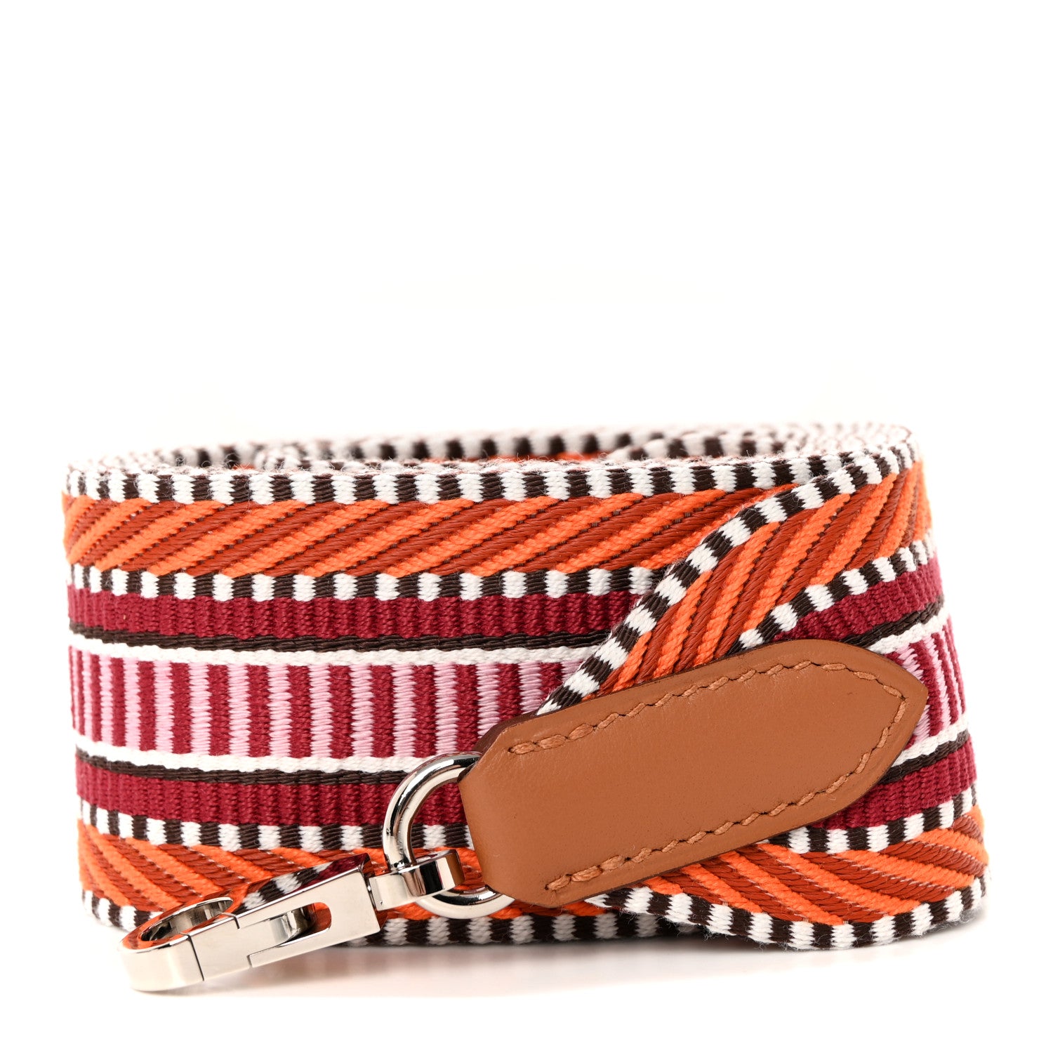 Hermes Toile Swift 50mm Sangle Cavale Shoulder Strap Orange Minium Rose Gold 1 of 4