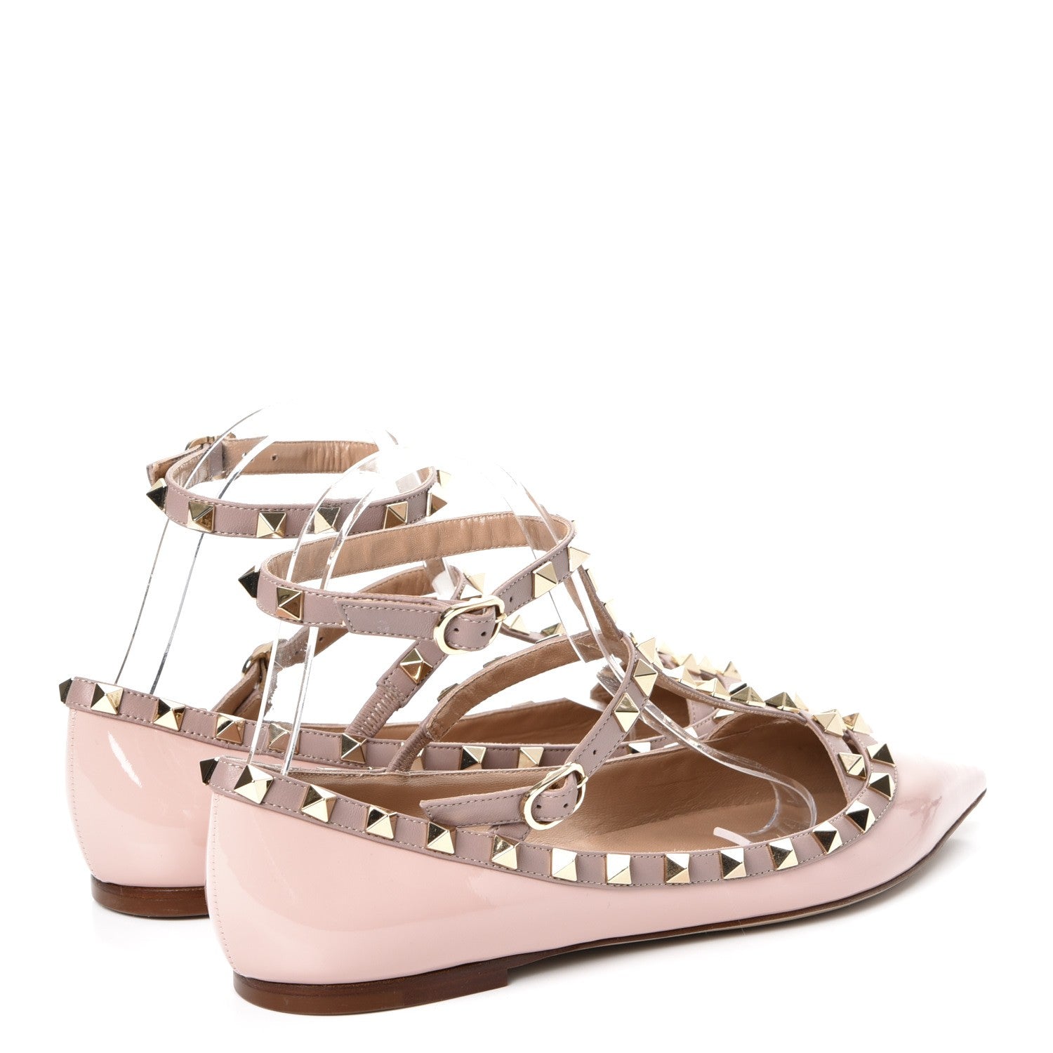 Valentino Garavani Patent Rockstud Cage Ballerina Flats 38.5 Water Rose Poudre 4 of 8