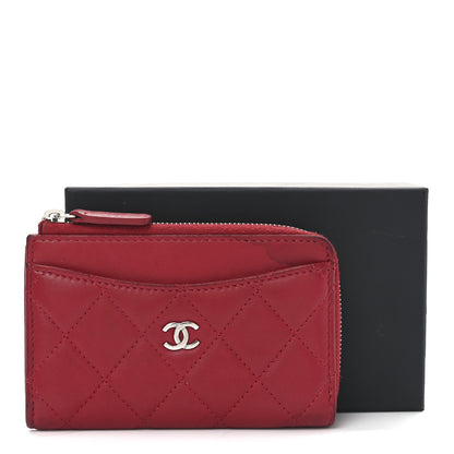 Chanel Lambskin Quilted CC Zip Around Card Holder Red 10 of 10