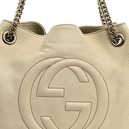 Gucci Pebbled Calfskin Medium Soho Chain Shoulder Bag Off White 7 of 12