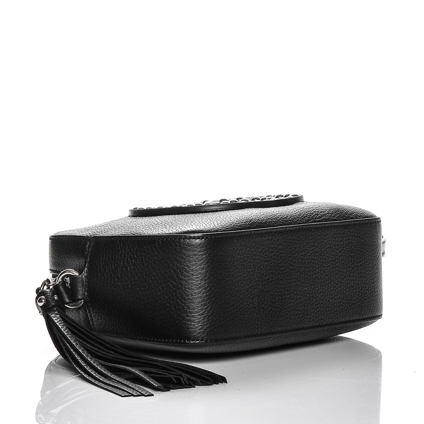 Pebbled Calfskin Studded Small Soho Disco Bag Black