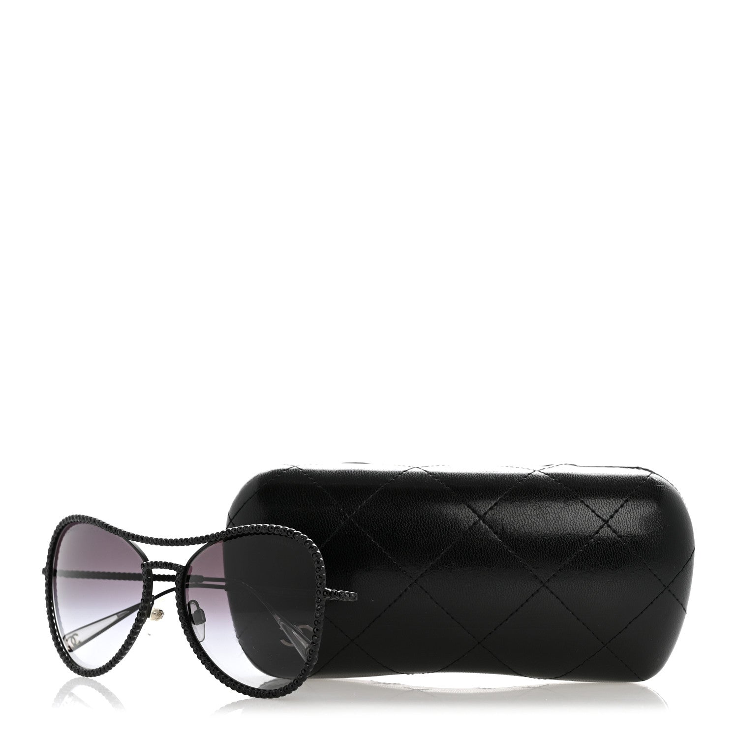Chanel Crystal Aviator Sunglasses 71108 Black 9 of 9