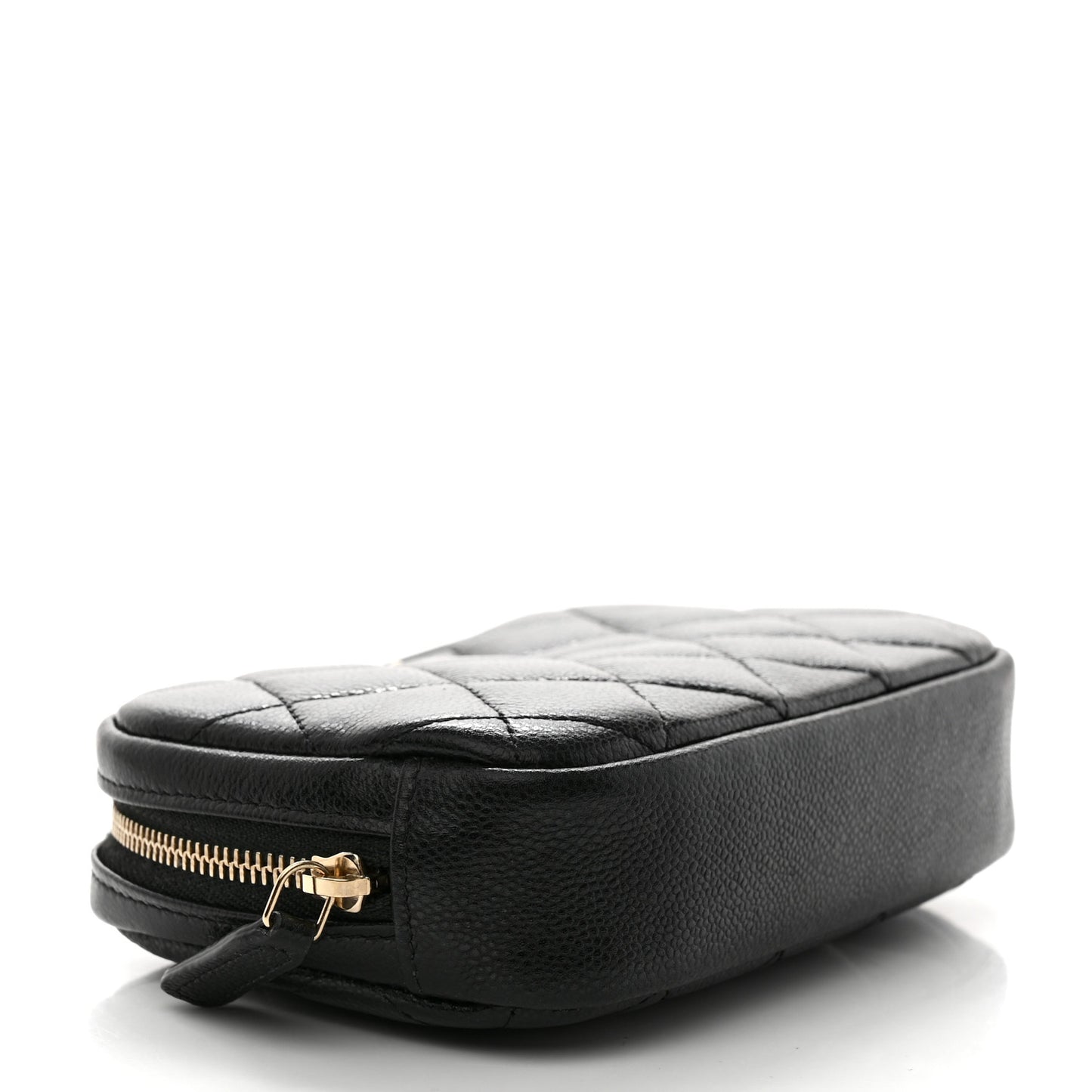 Caviar Quilted Small Curvy Pouch Cosmetic Case Black