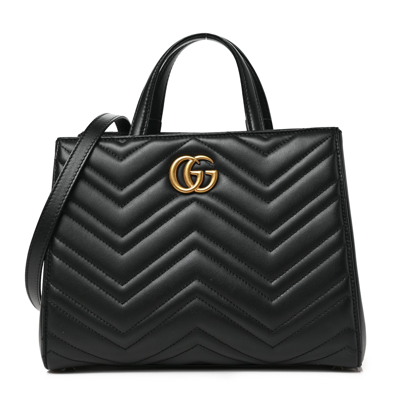 Gucci Calfskin Matelasse Small GG Marmont Tote Black 2 of 17