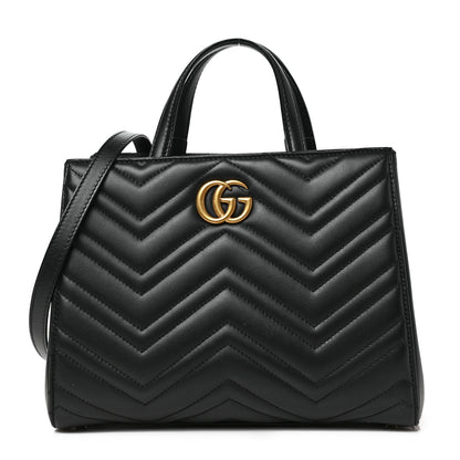 Gucci Calfskin Matelasse Small GG Marmont Tote Black 2 of 17