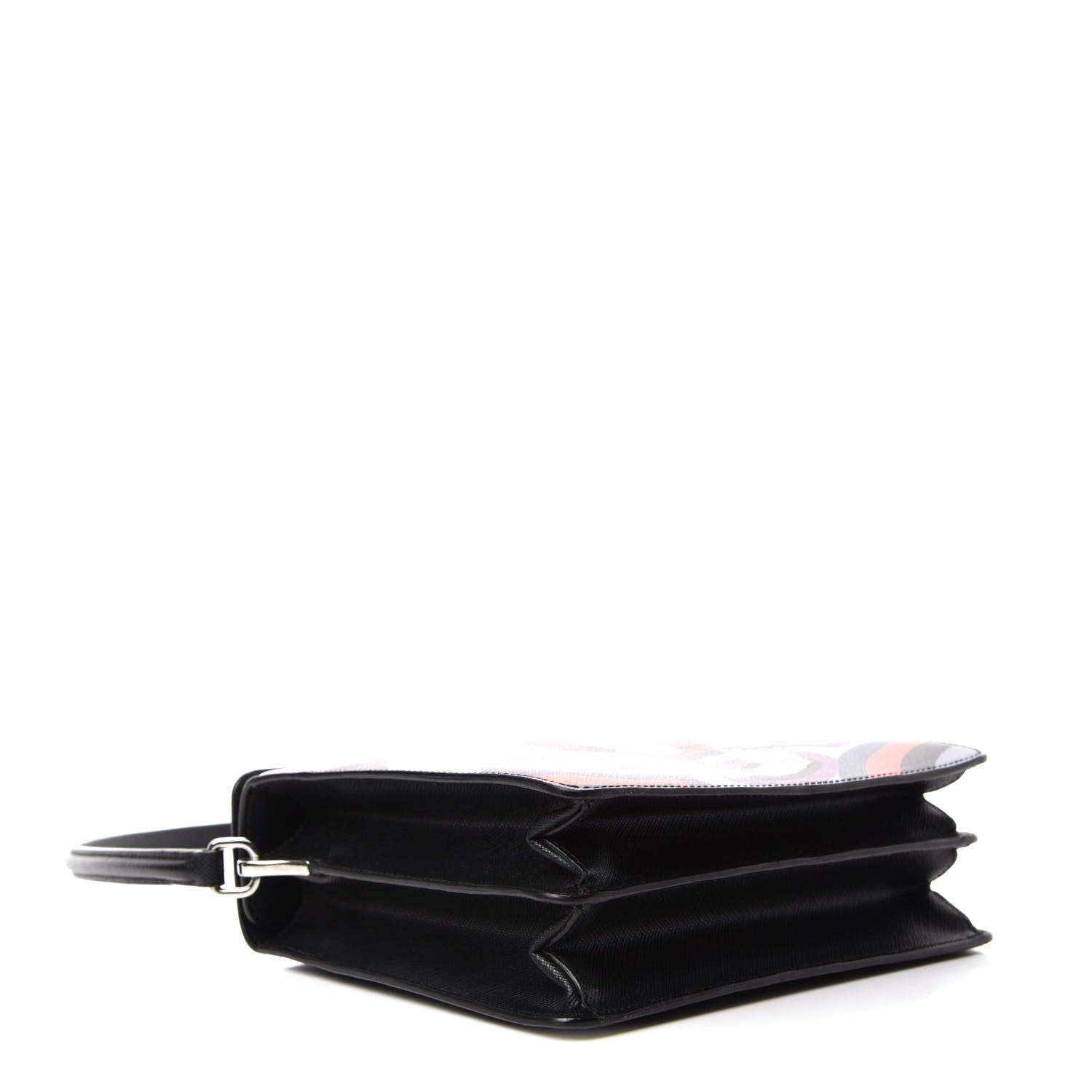 Prada Saffiano Lipstick Print Shoulder Bag Black Multicolor 4 of 9