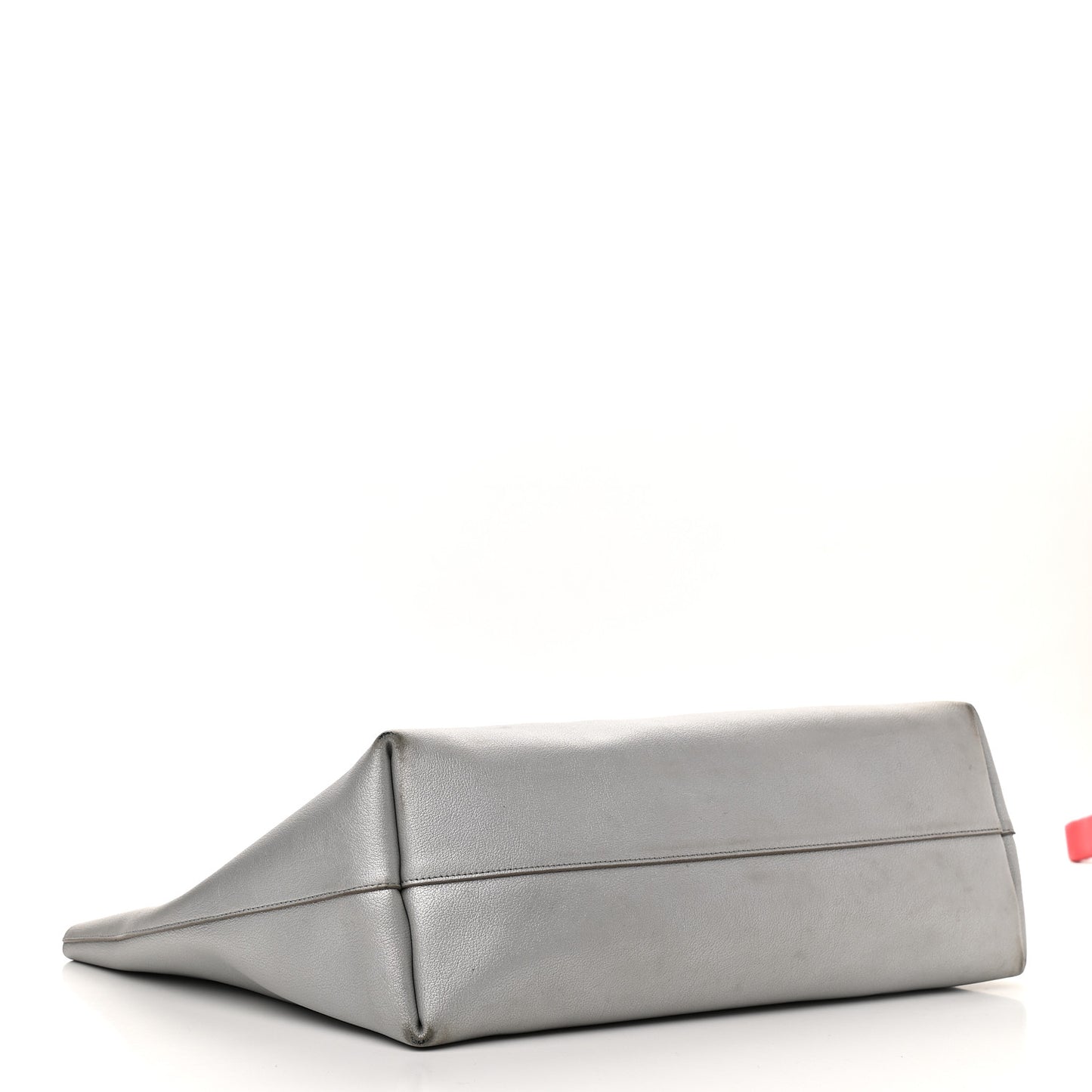 Metallic Calfskin Large Shopping Tote Silver