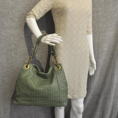 Bottega Veneta Nappa Intrecciato Shoulder Bag Green 2 of 9