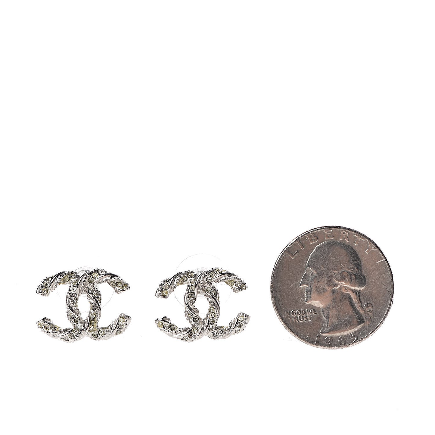 Crystal CC Twisted Earrings Silver