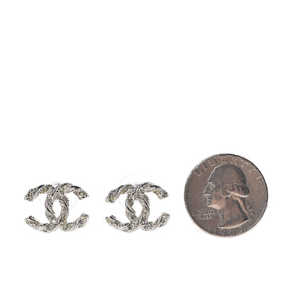 Chanel Crystal CC Twisted Earrings Silver 2 of 5