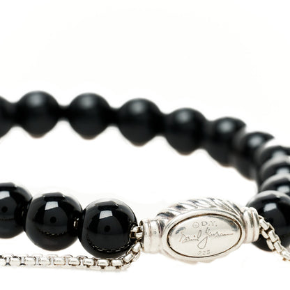 David Yurman Sterling Silver Black Onyx 8mm Spiritual Beads Adjustable Bracelet 3 of 3
