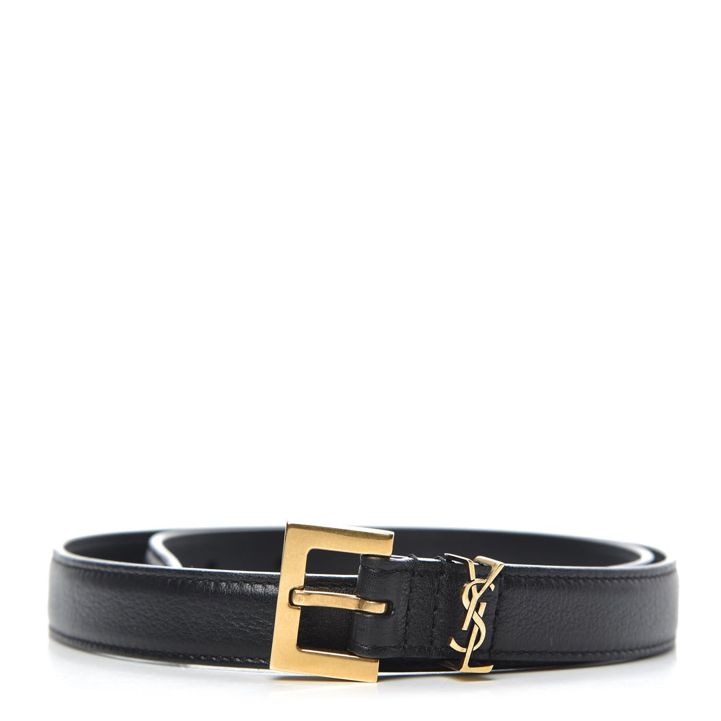 Smooth Calfskin Monogram Square Buckle Belt 75 30 Black